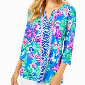 Lilly Pulitzer ChillyLilly Karina Tunic Top, XS, Pundy Blue Isle Be Back